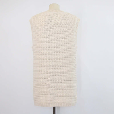Soft Goat Beige Blend Cotton Crochet Vest