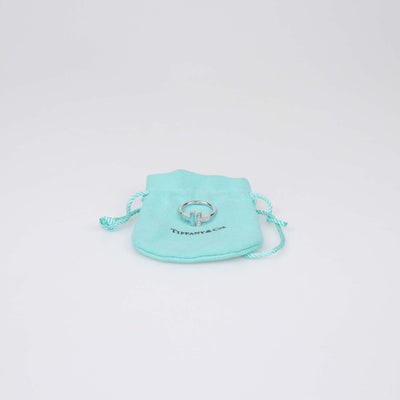 Tiffany & Co. 18K White Gold Enamel Diamond Ring Size 6 US