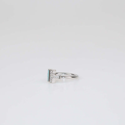 Tiffany & Co. 18K White Gold Enamel Diamond Ring Size 6 US