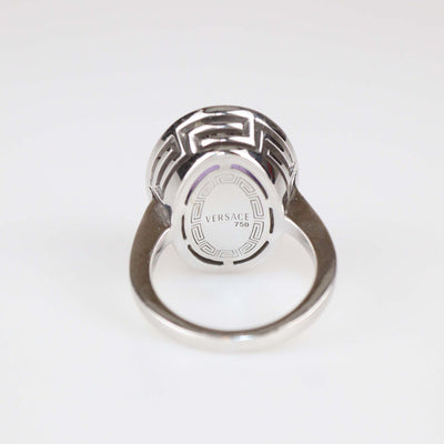 Versace 18K White Gold Diamond Amethyst Cocktail Ring