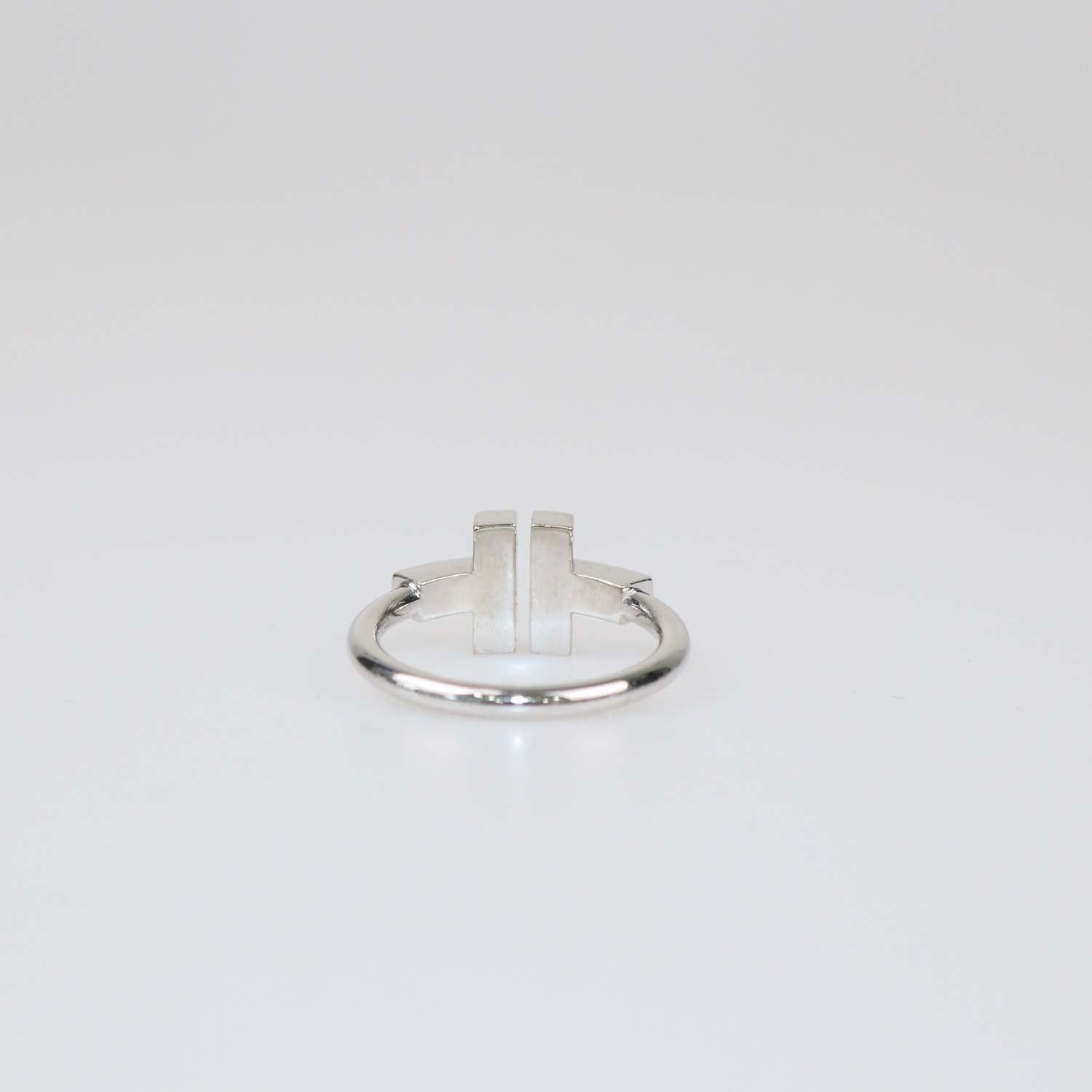 Tiffany & Co. 18K White Gold Enamel Diamond Ring Size 6 US
