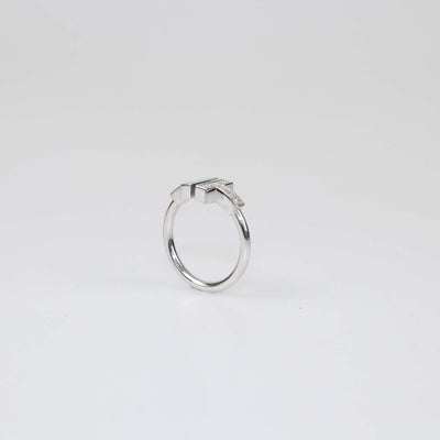 Tiffany & Co. 18K White Gold Enamel Diamond Ring Size 6 US