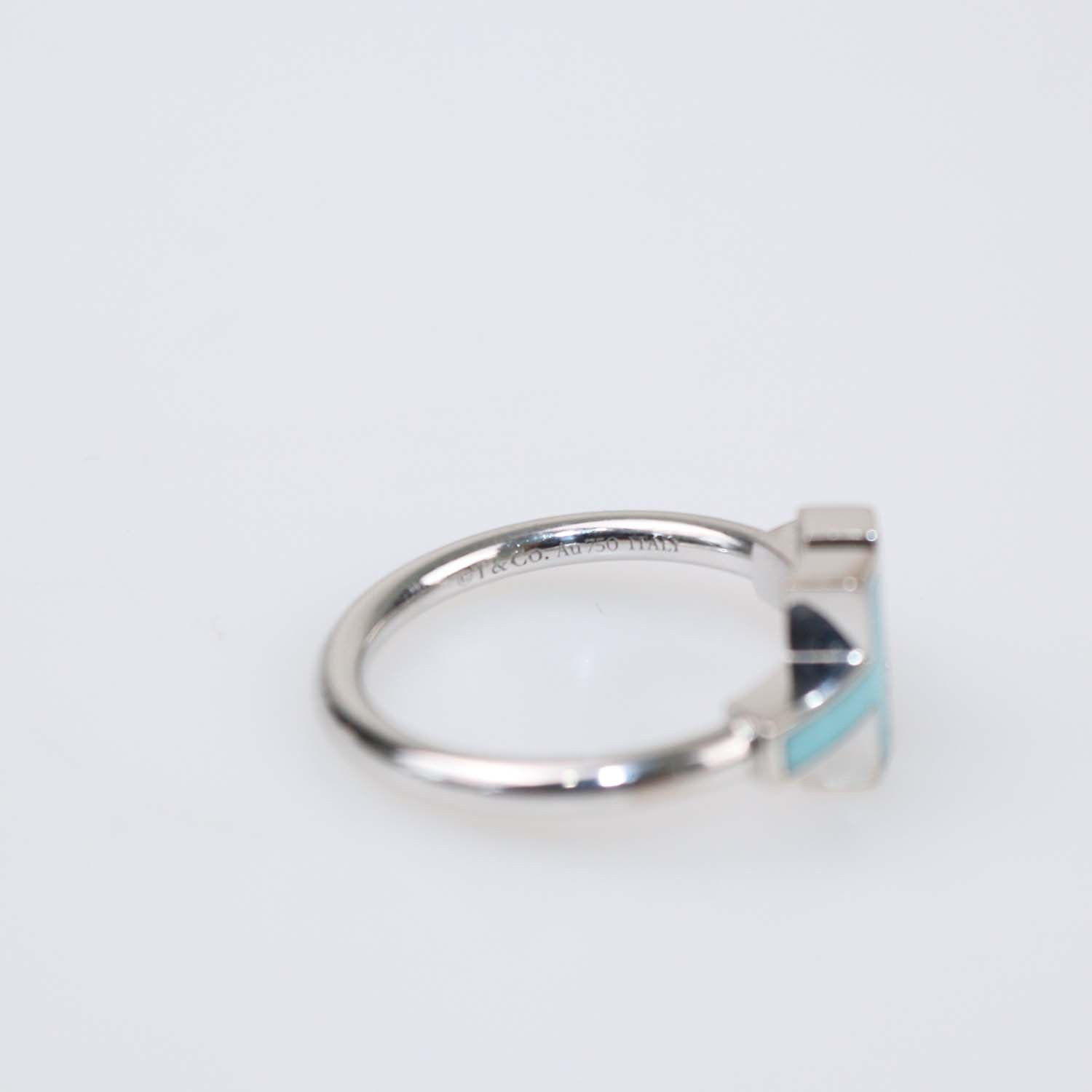 Tiffany & Co. 18K White Gold Enamel Diamond Ring Size 6 US