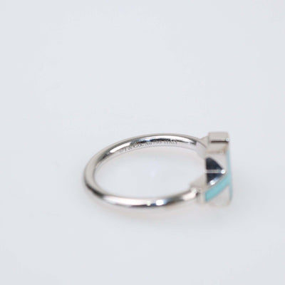 Tiffany & Co. 18K White Gold Enamel Diamond Ring Size 6 US