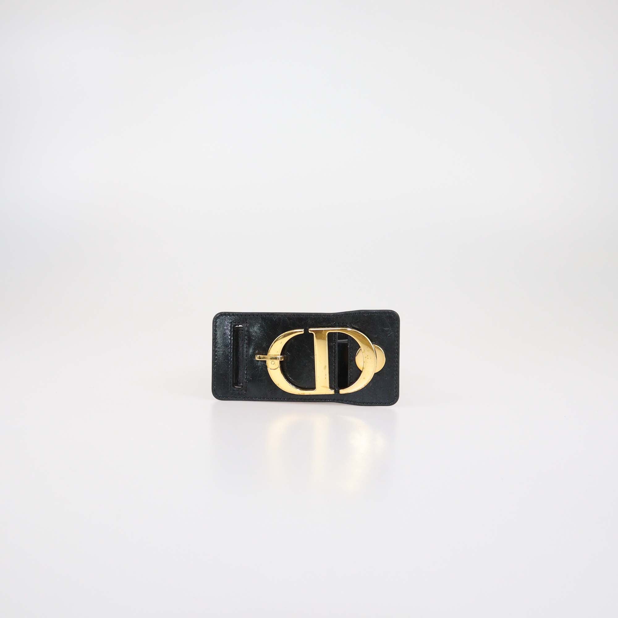 Christian Dior Black Leather Wide 30 Montaigne Belt