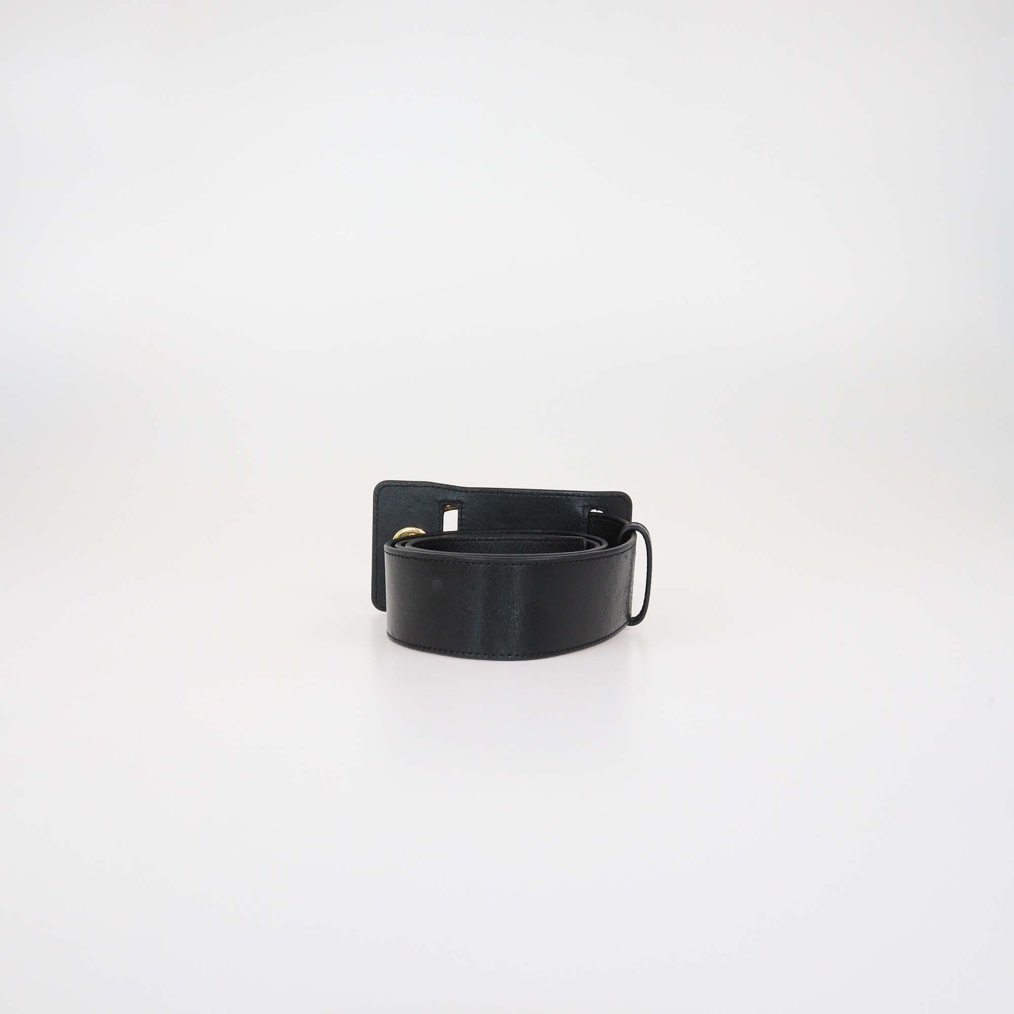 Christian Dior Black Leather Wide 30 Montaigne Belt