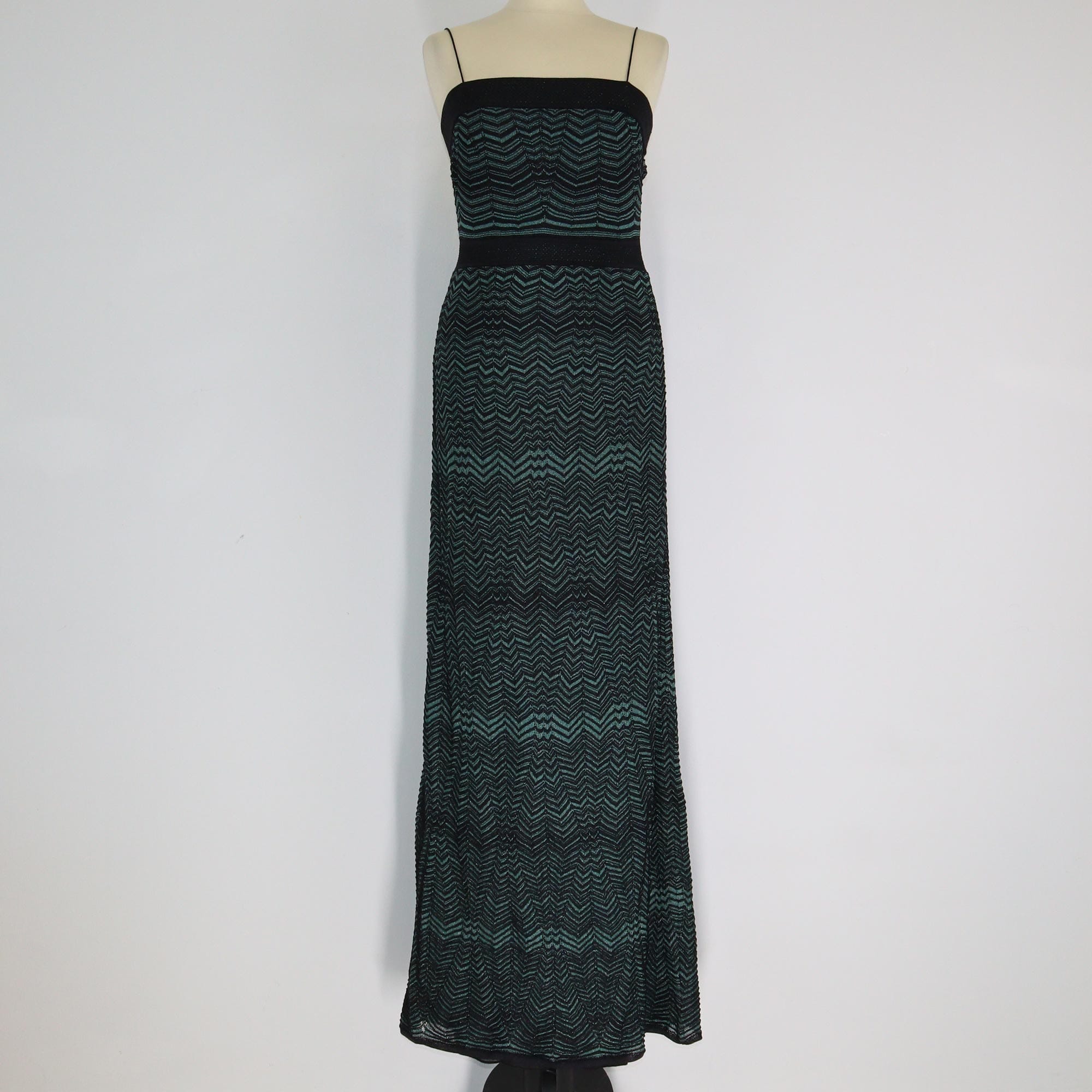 Black/Green Stripe Off Shoulder Midi Dress Clothing Missoni 