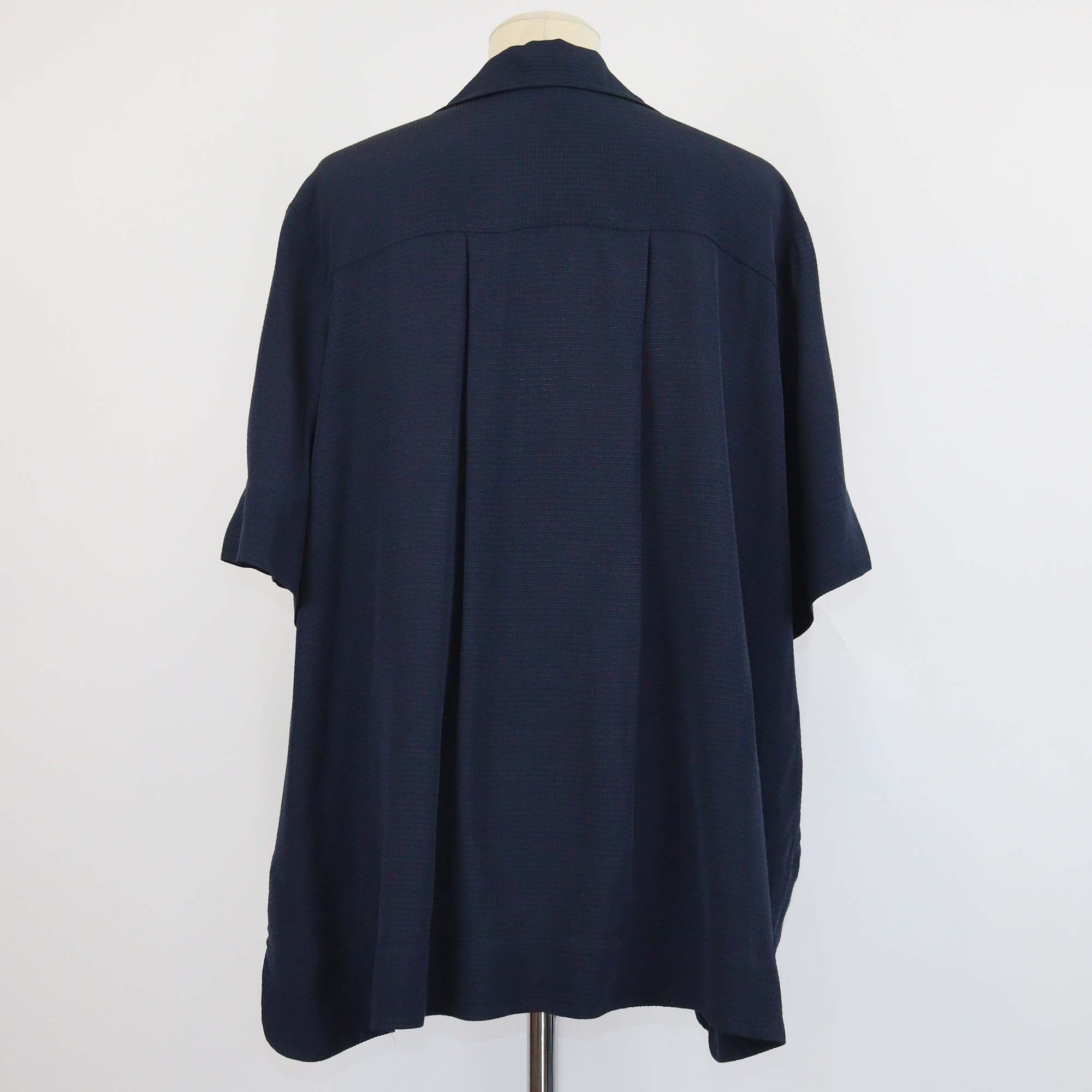 Ganni Navy Blue Viscose Woven Pattern Button Front Shirt
