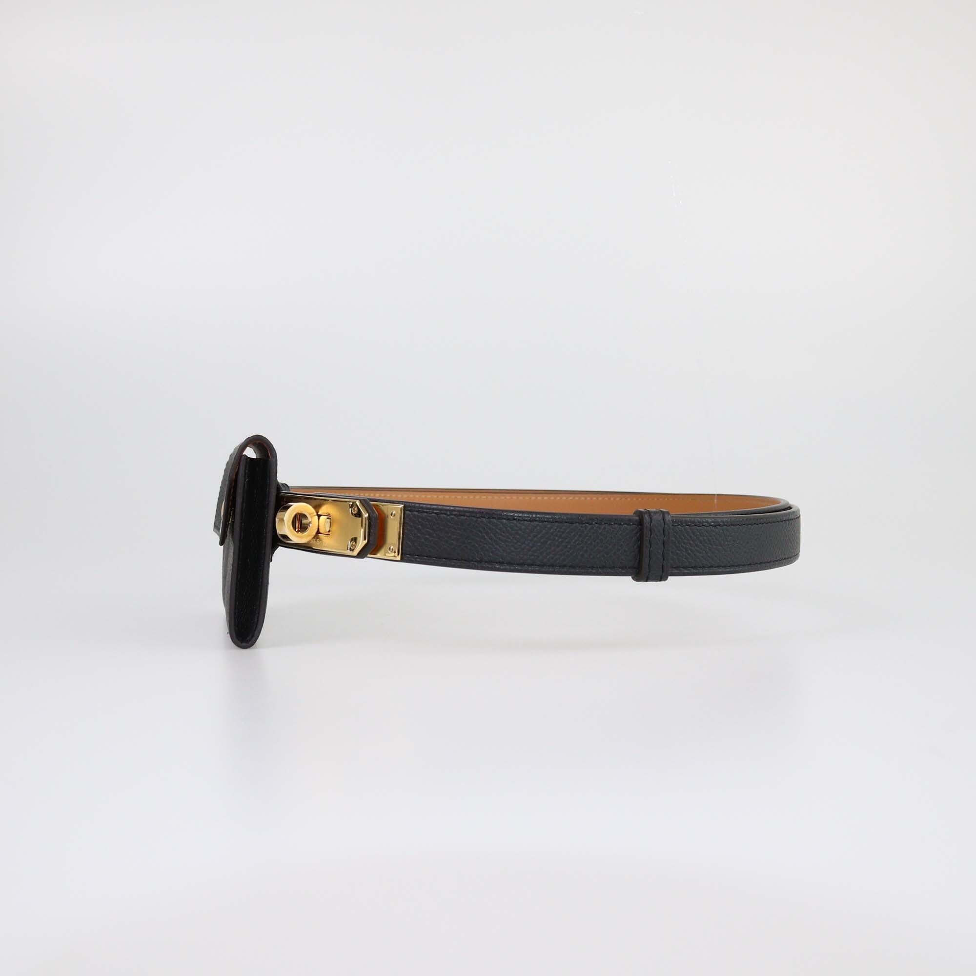 Hermes Black Epsom Pocket Kelly 18 Belt Womens Hermes 