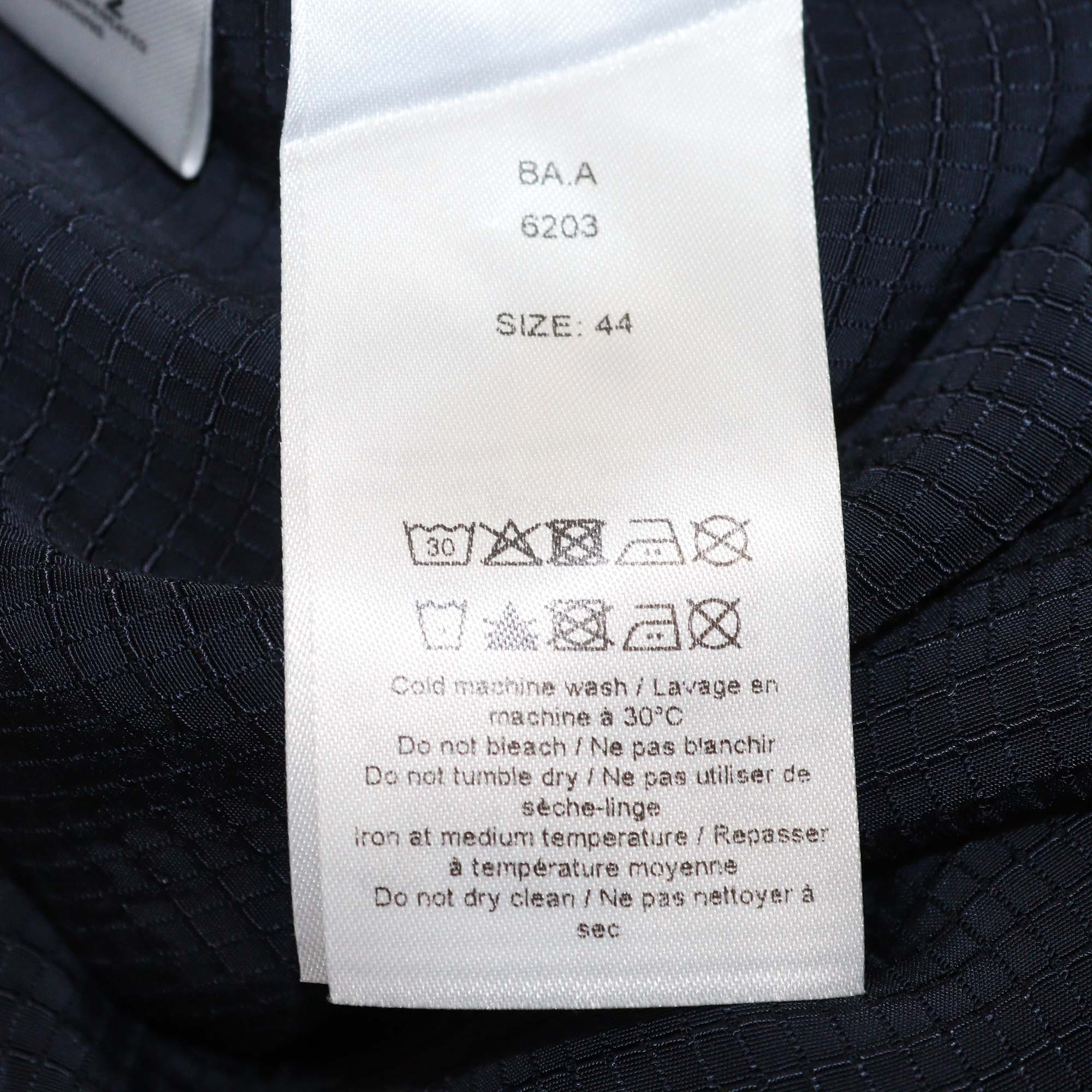Ganni Navy Blue Viscose Woven Pattern Button Front Shirt