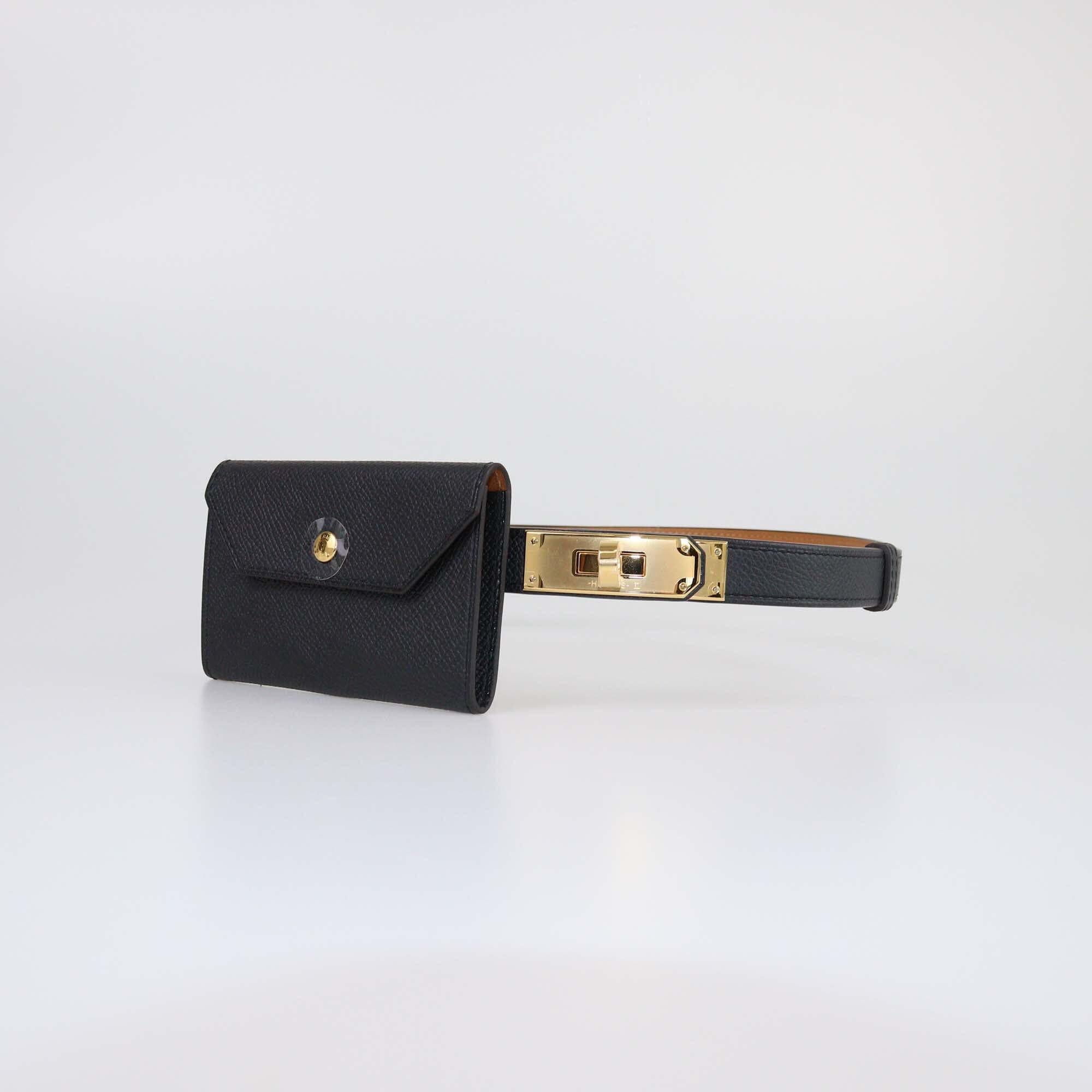 Hermes Black Epsom Pocket Kelly 18 Belt Womens Hermes 