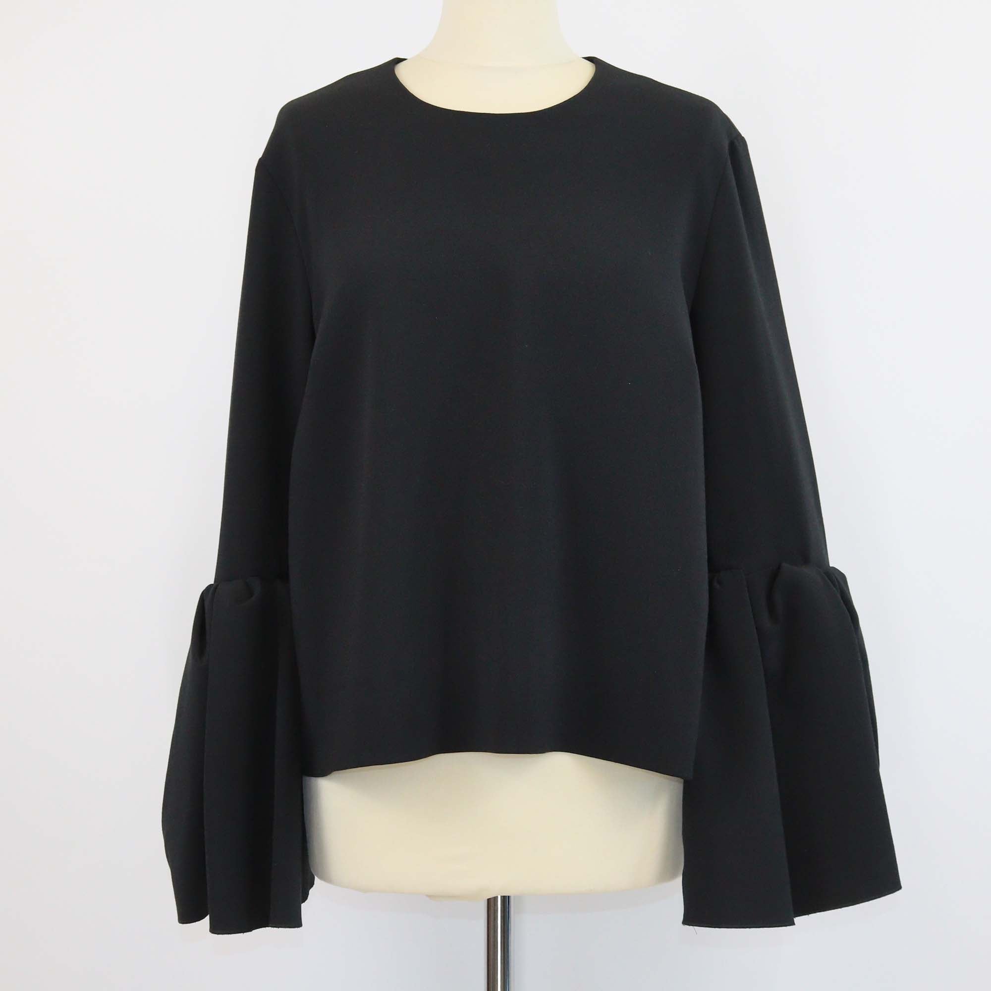 Roksanda Black Blend Fabric Poplin Bell Sleeve Blouse