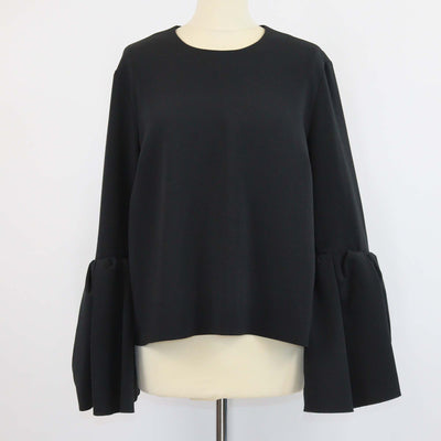 Roksanda Black Blend Fabric Poplin Bell Sleeve Blouse