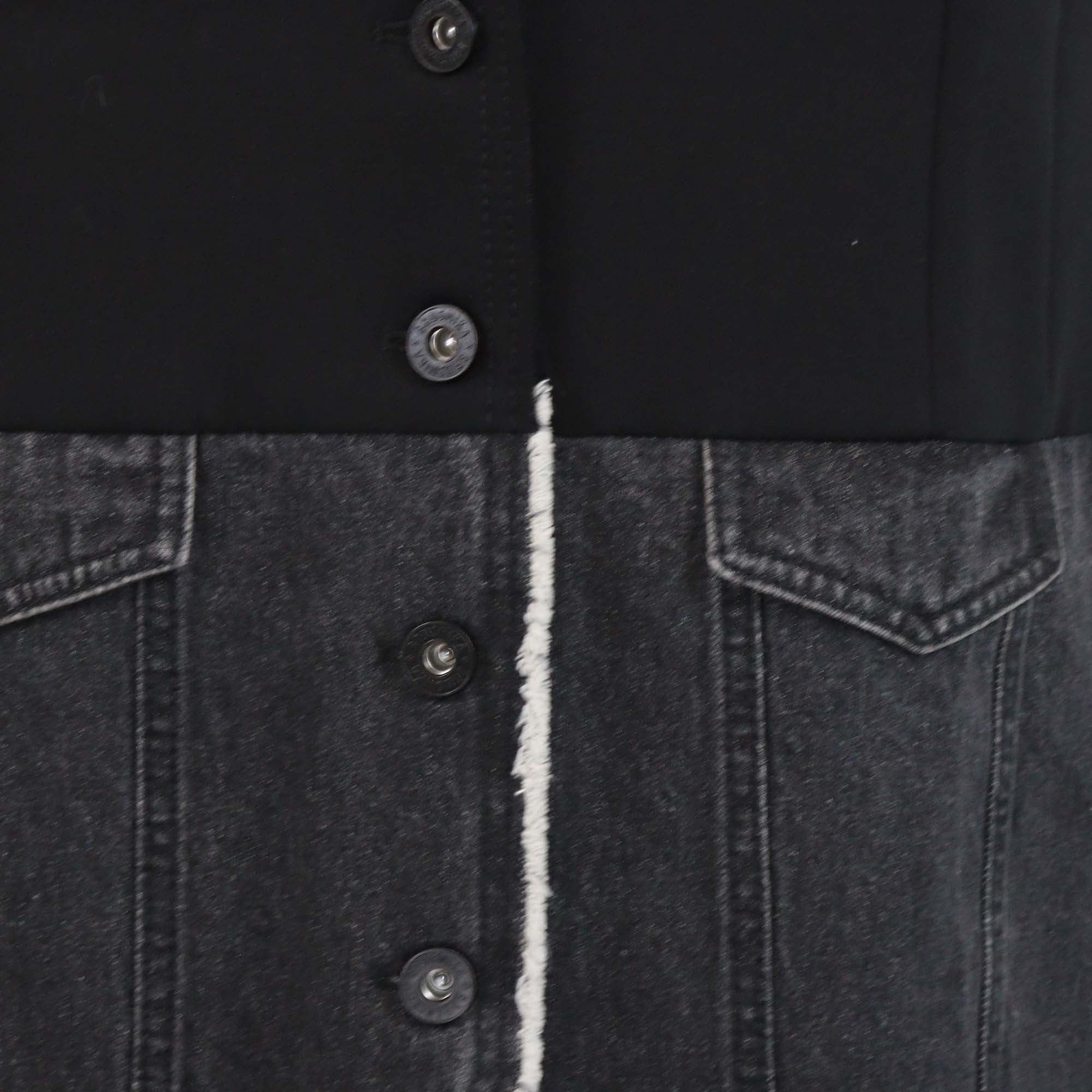 Brusnika Black Blend Viscose and Denim Button Front Vest