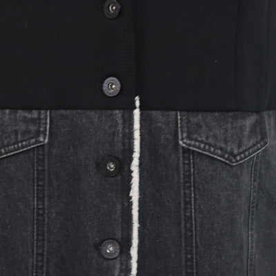Brusnika Black Blend Viscose and Denim Button Front Vest