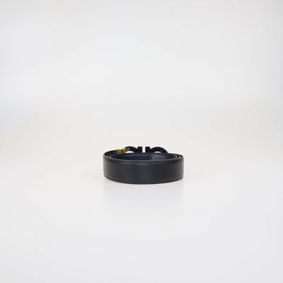 Salvatore Ferragamo Black Leather Wide Gancini Buckle Belt