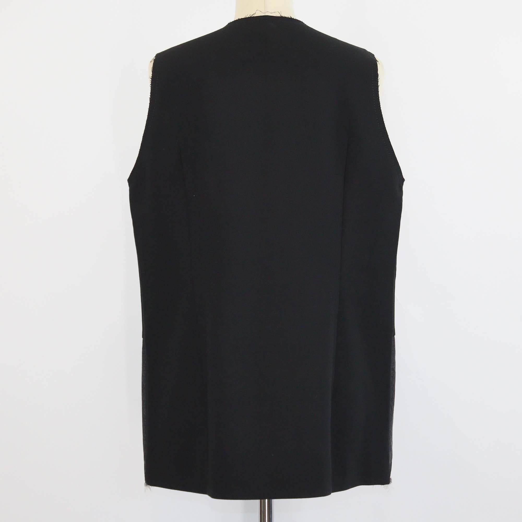Brusnika Black Blend Viscose and Denim Button Front Vest