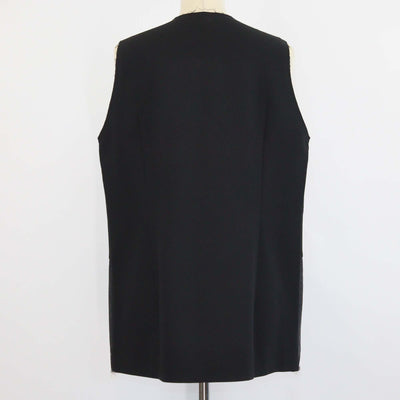 Brusnika Black Blend Viscose and Denim Button Front Vest