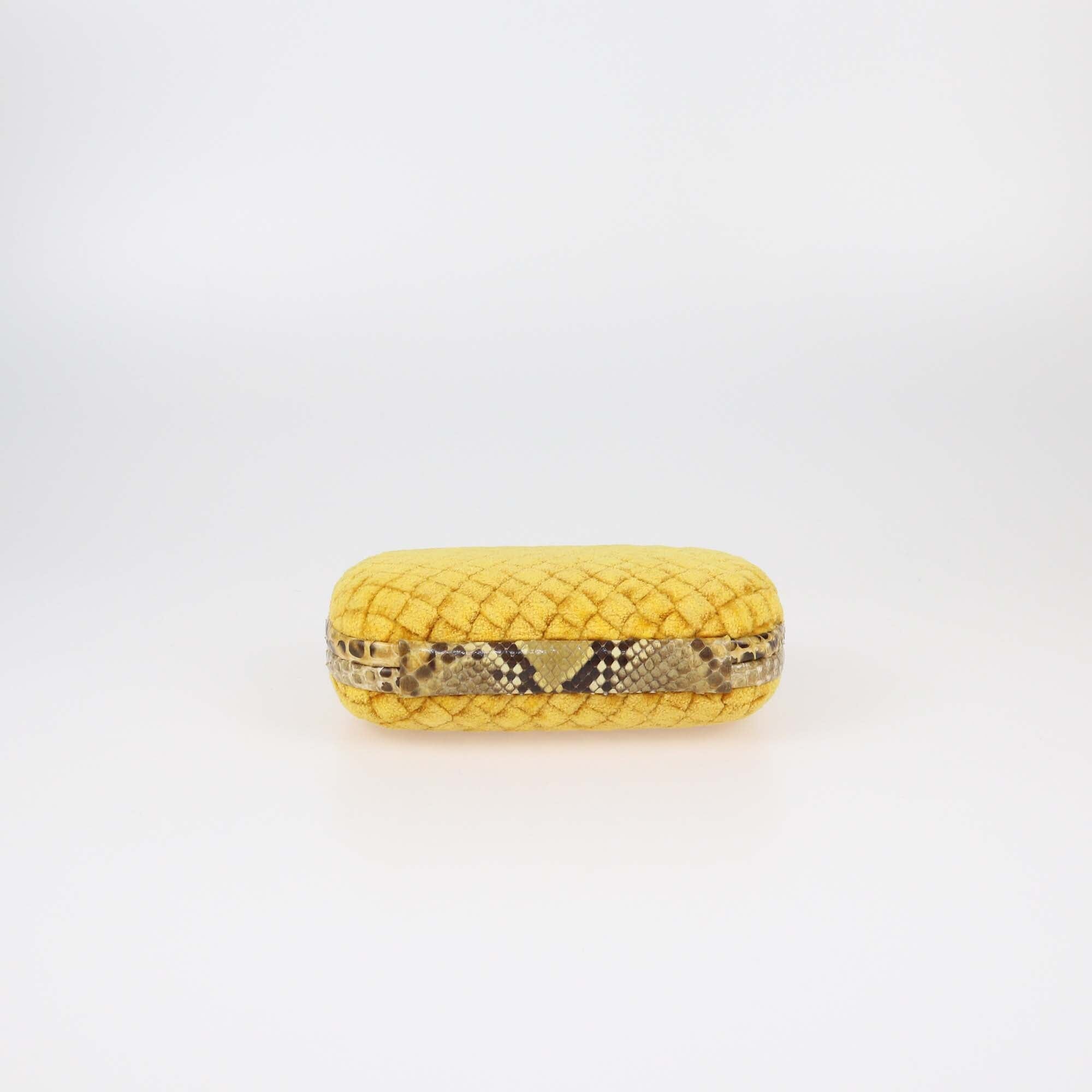 Bottega Veneta Yellow Intrecciato Python Trimmed Knot Clutch Womens Bottega Veneta 