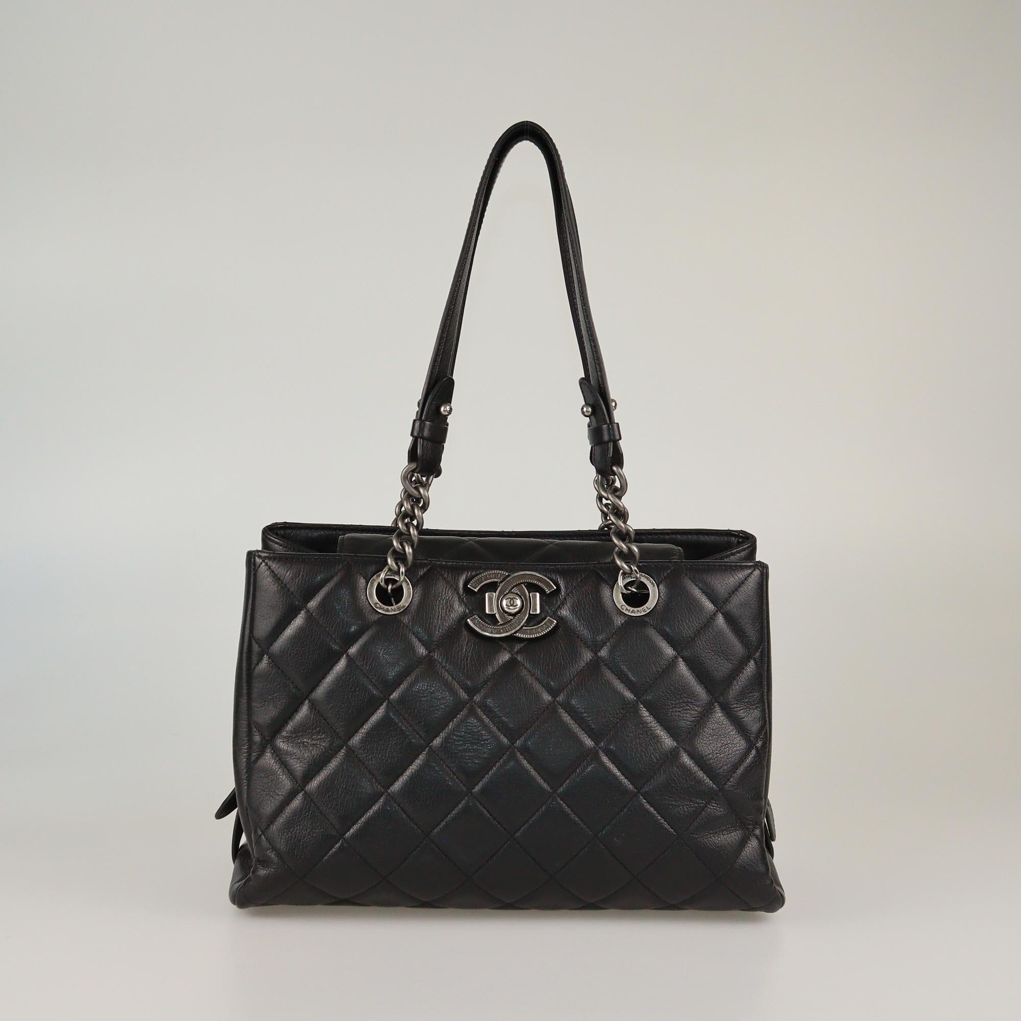 Chanel Black Quilted City Rock Shopper Tote Womens Chanel 