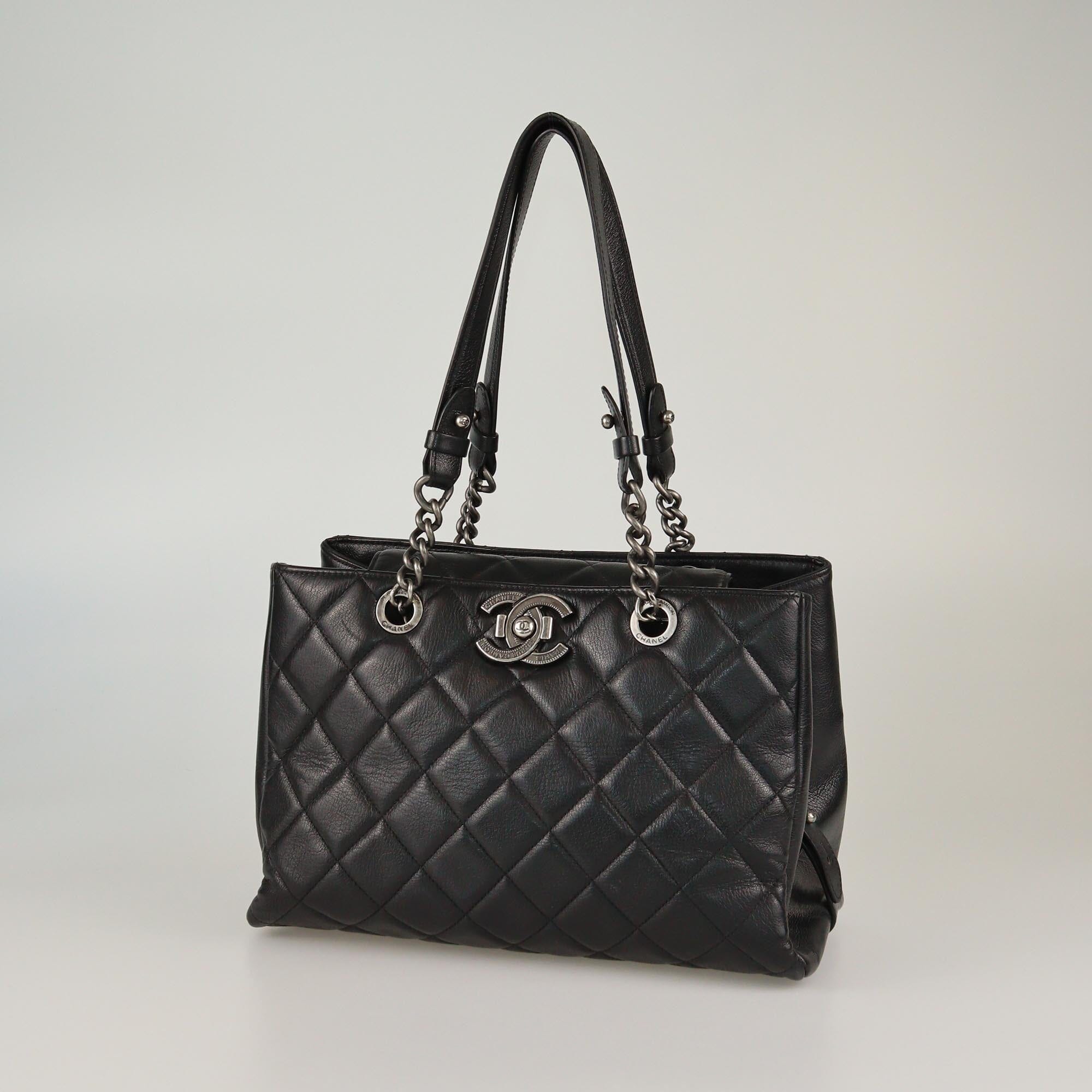 Chanel Black Quilted City Rock Shopper Tote Womens Chanel 