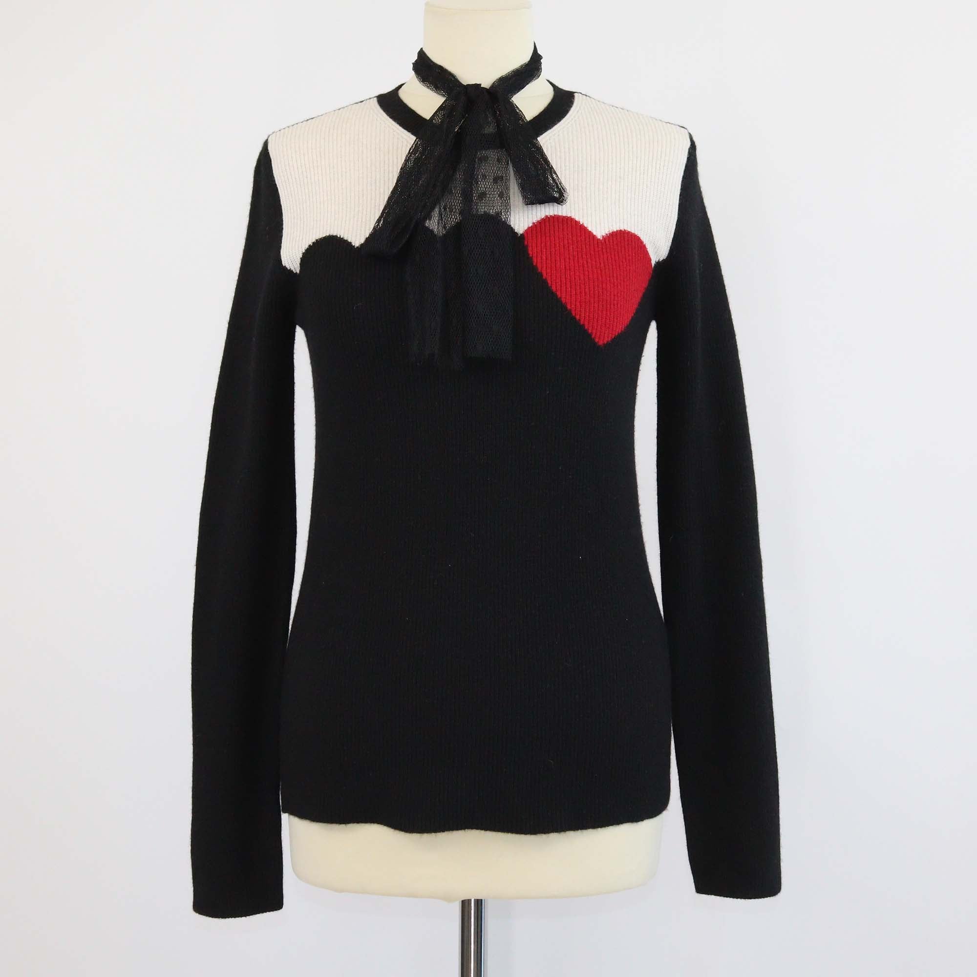 RED Valentino Tricolor Knitted Fabric Crew Neck Sweater