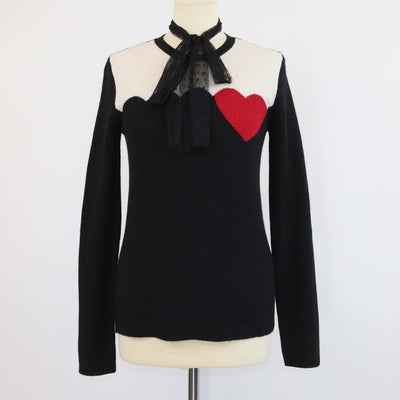 RED Valentino Tricolor Knitted Fabric Crew Neck Sweater