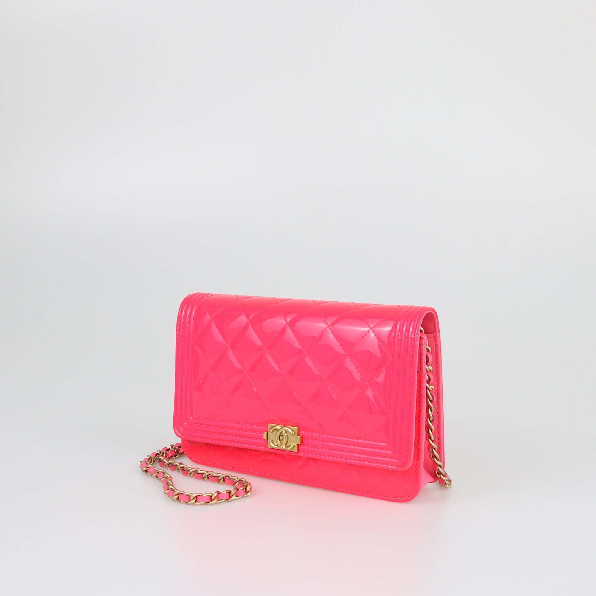 Chanel Neon Pink Quilted Patent WOC Bag Womens Chanel 