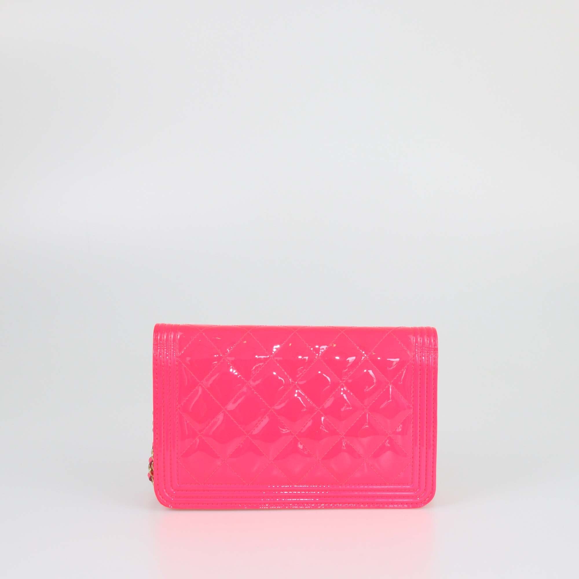 Chanel Neon Pink Quilted Patent WOC Bag Womens Chanel 