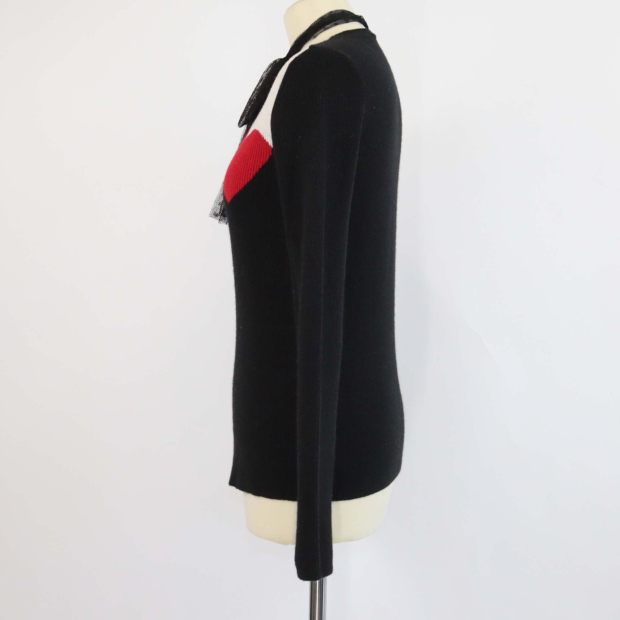 RED Valentino Tricolor Knitted Fabric Crew Neck Sweater