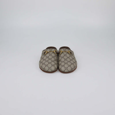 Gucci Beige GG Supreme Canvas Horsebit Mules