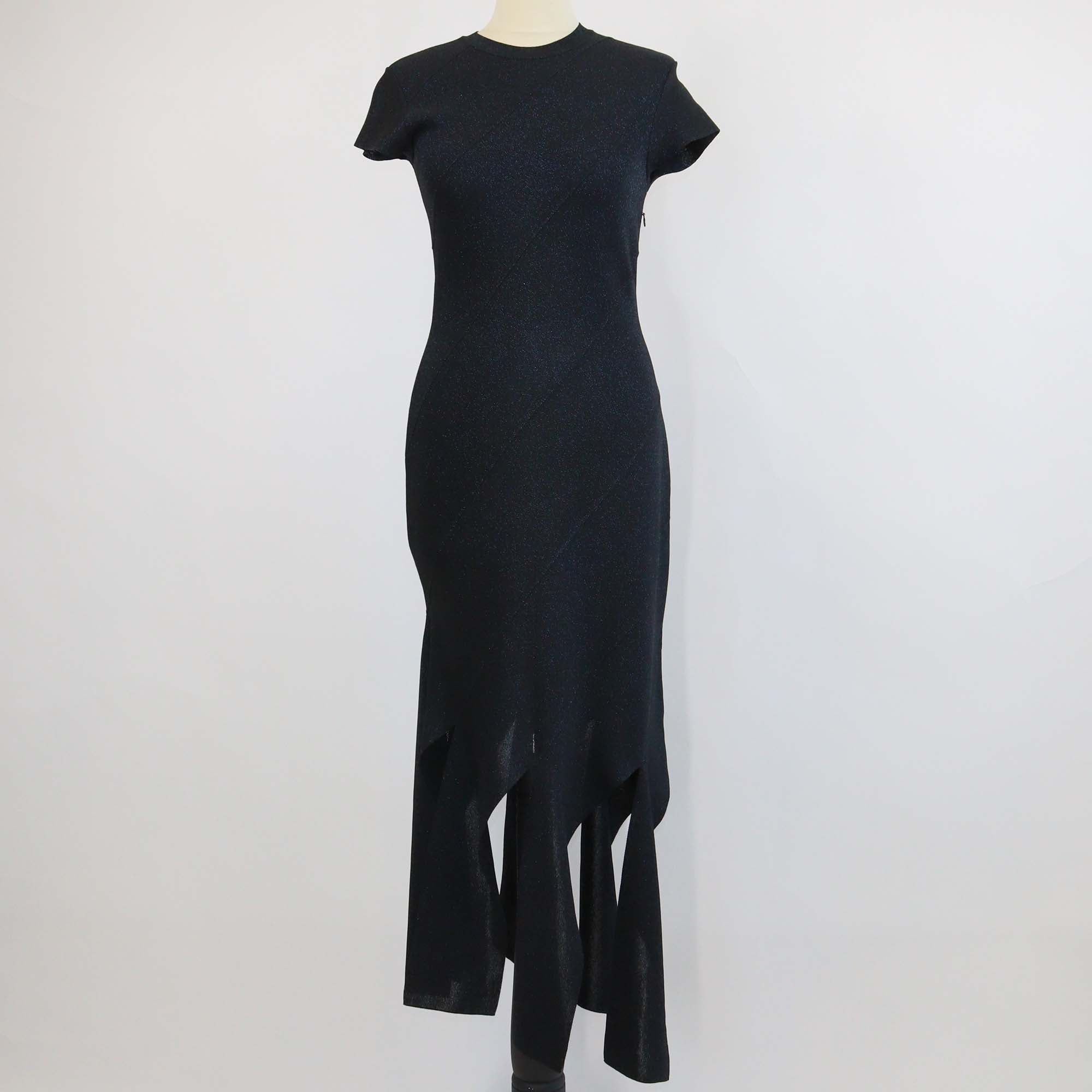 Stella McCartney Midnight Blue Blend Viscose Lurex Ribbed Knit Midi Dress