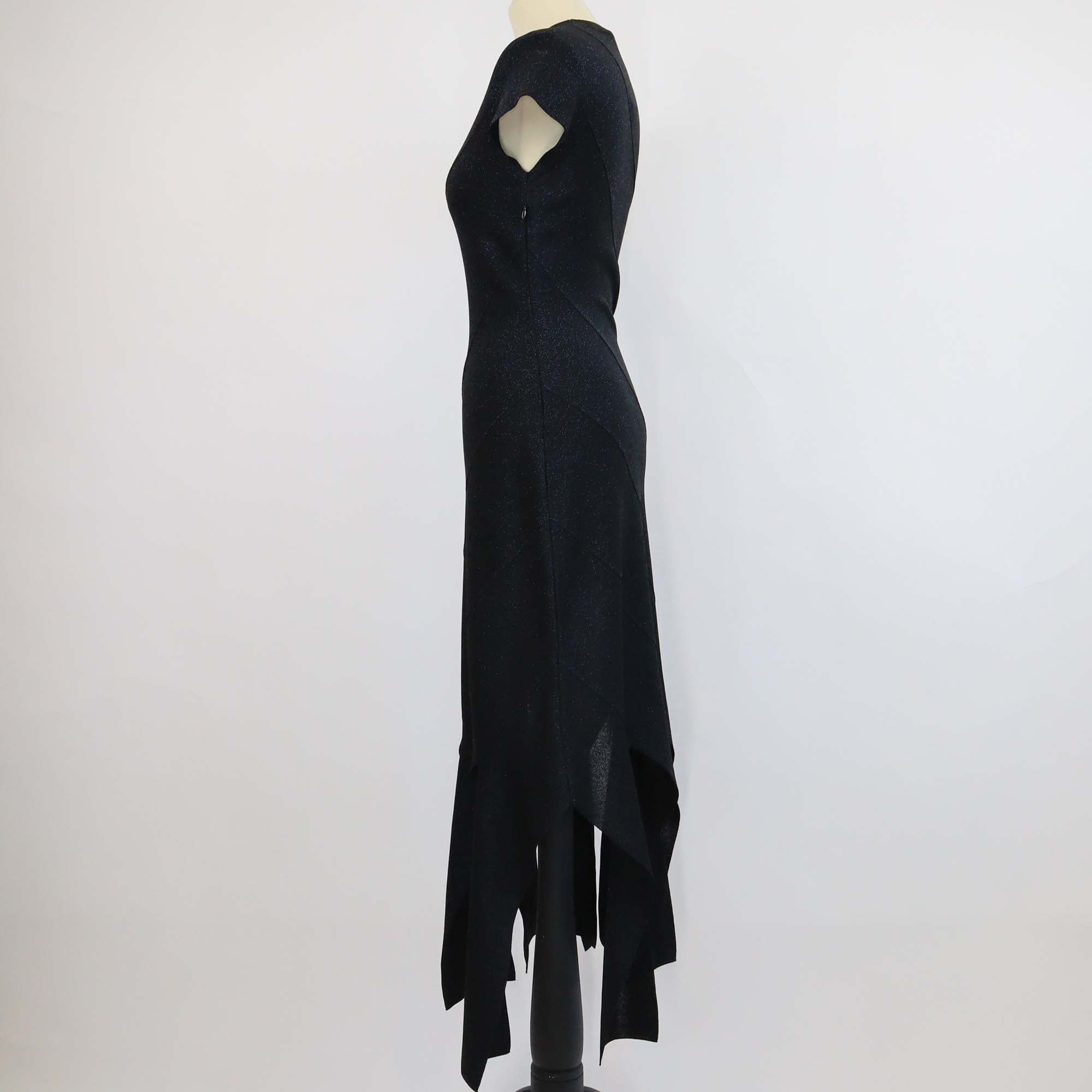Stella McCartney Midnight Blue Blend Viscose Lurex Ribbed Knit Midi Dress