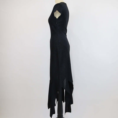 Stella McCartney Midnight Blue Blend Viscose Lurex Ribbed Knit Midi Dress