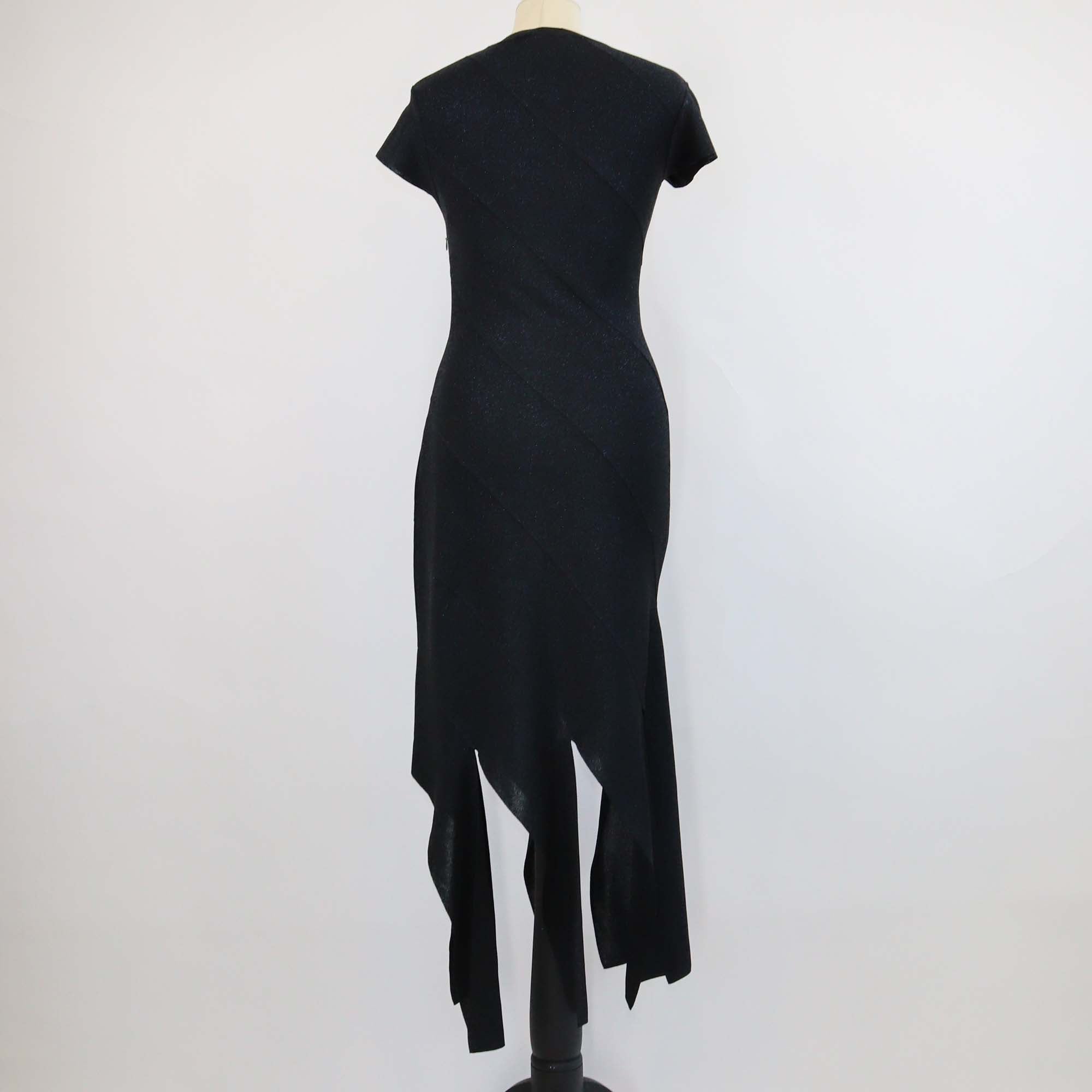 Stella McCartney Midnight Blue Blend Viscose Lurex Ribbed Knit Midi Dress