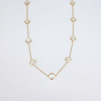 Van Cleef & Arpels 18K Yellow Gold Mother Of Pearl Vintage Pure Alhambra 14 Motif Long Necklace