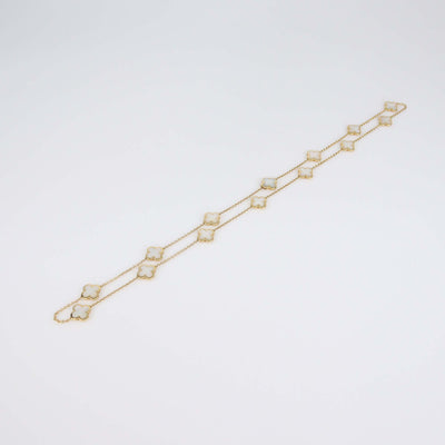 Van Cleef & Arpels 18K Yellow Gold Mother Of Pearl Vintage Pure Alhambra 14 Motif Long Necklace