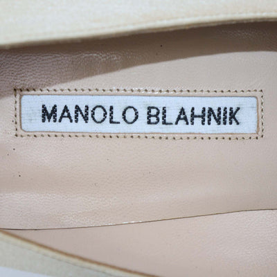 Manolo Blahnik Beige Satin Hangisi Pumps