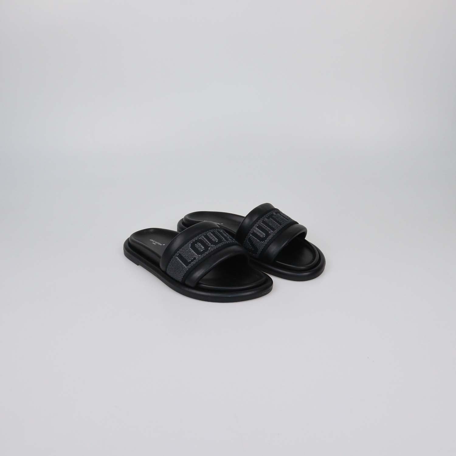 Louis Vuitton Black Leather LV Bliss Slide Sandals