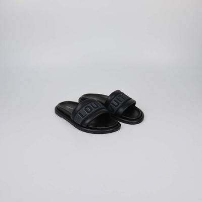 Louis Vuitton Black Leather LV Bliss Slide Sandals