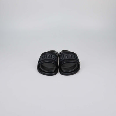 Louis Vuitton Black Leather LV Bliss Slide Sandals