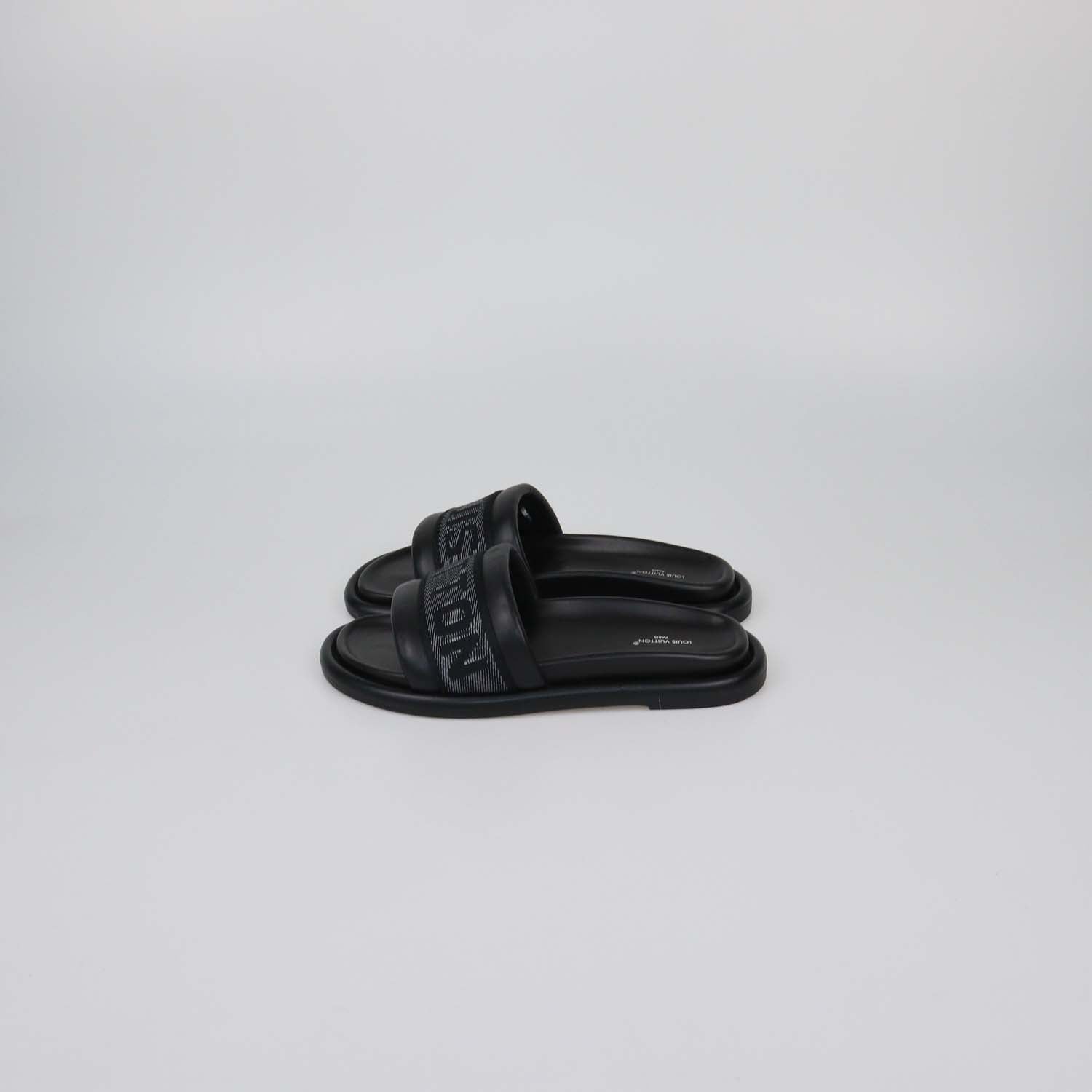 Louis Vuitton Black Leather LV Bliss Slide Sandals