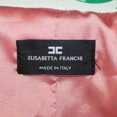 Elisabetta Franchi Cream/Green Blend Fabric Chain Print Double Breasted Blazer Dress