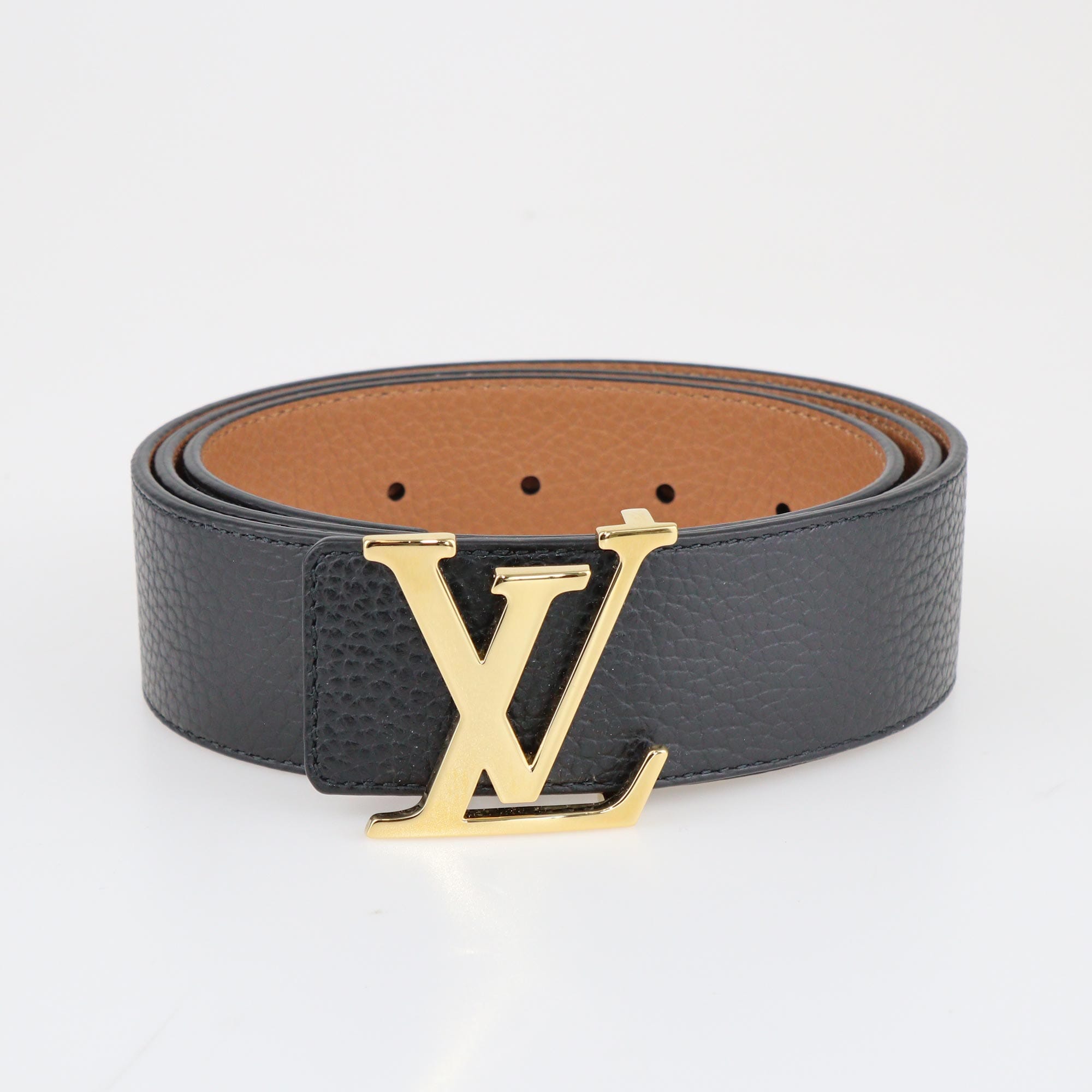 Black LV Initials Reversible Belt Belts Louis Vuitton 