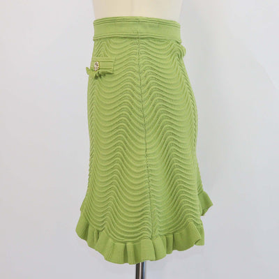 Sandro Green Blend Viscose Textured Knit Mini Skirt