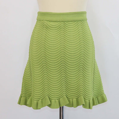 Sandro Green Blend Viscose Textured Knit Mini Skirt