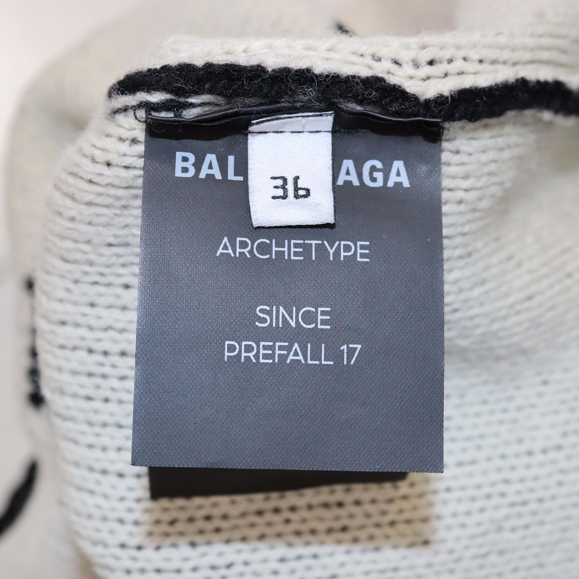 Balenciaga Black/Cream Knitted Logo All Over Sweater Womens Balenciaga 
