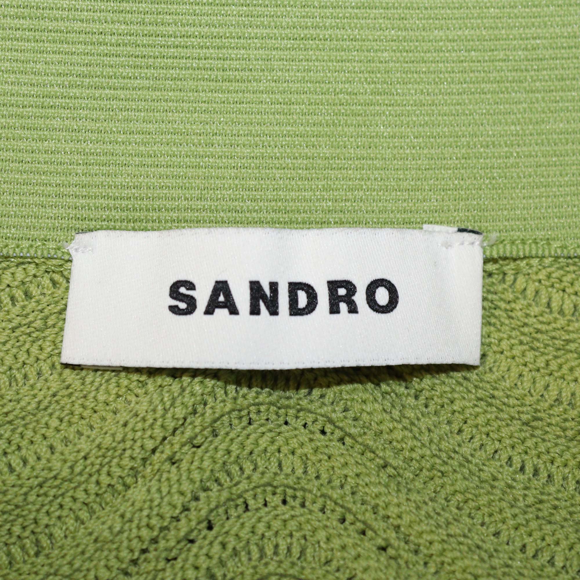 Sandro Green Blend Viscose Textured Knit Mini Skirt