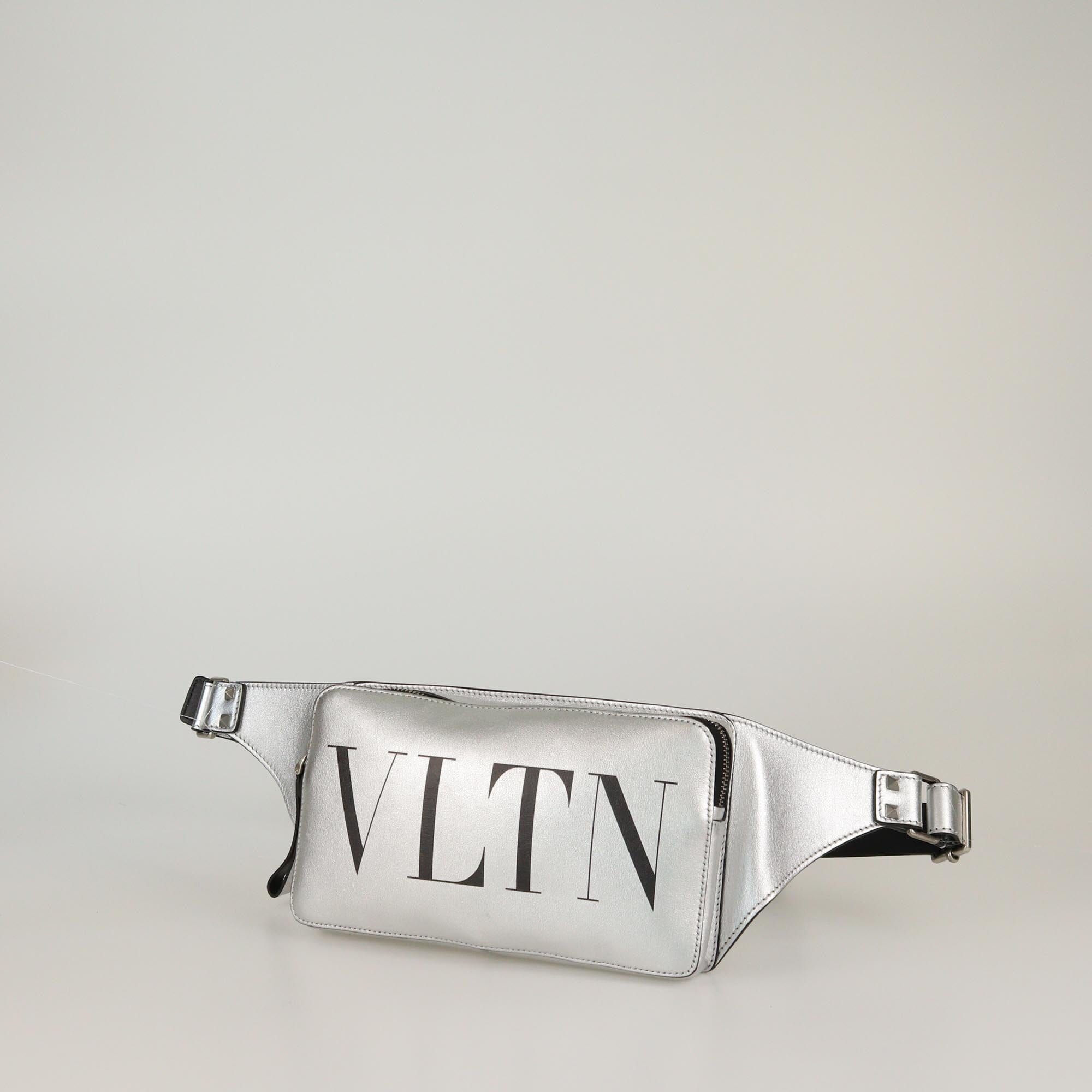 Valentino Metallic Grey VLTN Belt Bag Womens Valentino 