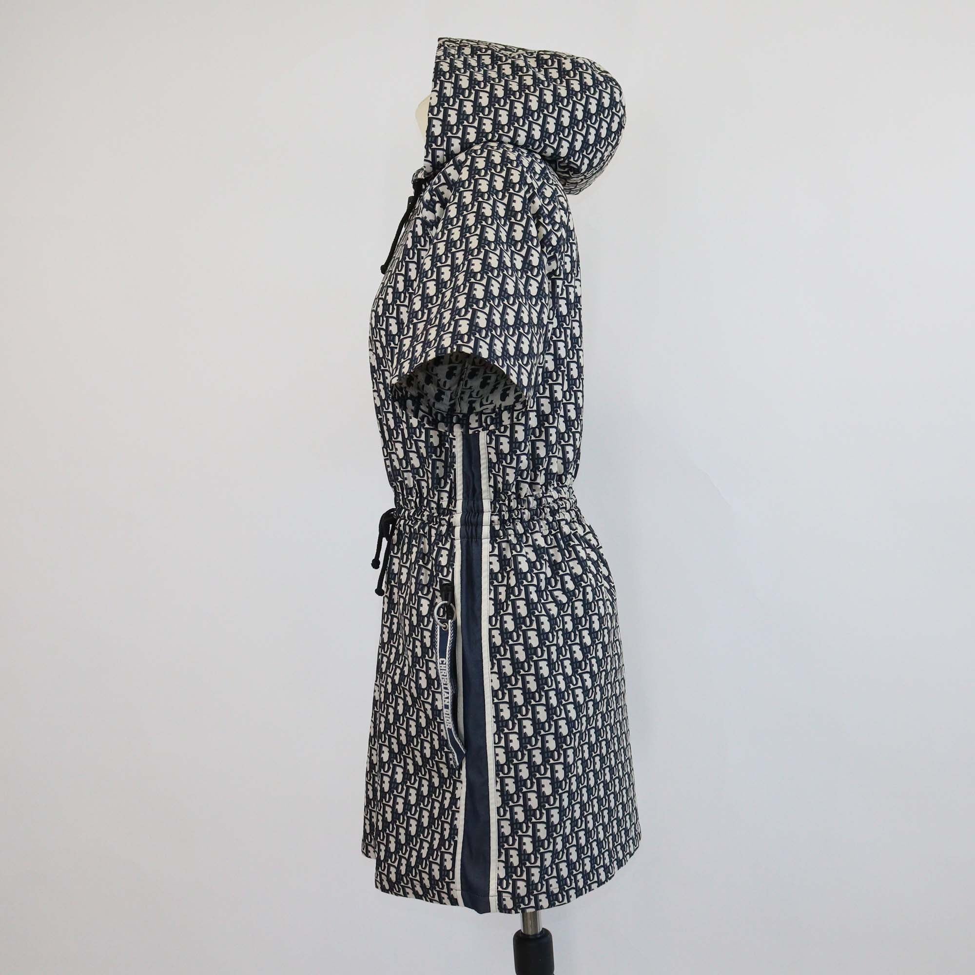 Christian Dior Navy Blue Oblique Jacquard Hooded Mini Dress